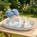 Plateau décoratif hortensias plateau en plastique blanc 39×27,5cm | Floristik24.be