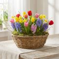 Grand vase à fleurs, jardinière avec tiges, Ø 40 cm H 13 cm, décoration naturelle, décoration de table, pièce unique | Floristik24.be