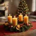 Bougies piliers unies, couleur miel, Ø60×80 mm, lot de 4 - Décoration de couronne de l'Avent, cire | Floristik24.be
