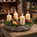 Couronne en bois, couronne décorative, blanc naturel, Ø30cm, H9.5cm | Floristik24.be
