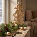 Sapin de Noël décoratif métal raphia noir naturel 21x11,5x45cm | Floristik24.be