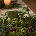 Figurines décoratives cerf cerf floqué vert de Noël avec faon en set H9/5,5cm 4 pièces | Floristik24.be