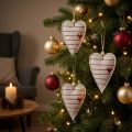 Coeurs en feutre décorations pour sapin de Noël coeurs beiges 8,5×12cm 6 pcs | Floristik24.be