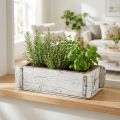 Forme de brique, boîte de brique, boîte en bois avec ferrures en métal finition antique, blanc lavé L32cm H9cm | Floristik24.be