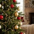 Étoiles dorées scintillantes 18 cm - Lot de 8 décorations de Noël | Floristik24.be