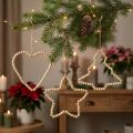 Décorations suspendues bois naturel – Cœur, Étoile, Sapin – Lot de 3 | Floristik24.be