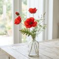 Fleur de jardin décorative coquelicot à 3 fleurs rouge L70cm | Floristik24.be