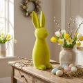 Décoration de lapin de Pâques, jaune-vert, debout, floqué, 15×15,5×47cm | Floristik24.be