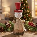 Bonhomme de neige en bois figurine décorative avec chapeau rouge naturel H20,5cm | Floristik24.be