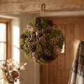 Boule décorative véritable cônes avec décor mousse naturelle Ø25cm H25cm | Floristik24.be