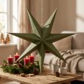étoile décorative en papier et jute à suspendre verte 75 cm | Floristik24.be