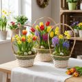 Panier à fleurs Henkel vert naturel, gris et blanc, Ø 18–26 cm, lot de 3 | Floristik24.be