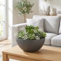 Pot de fleurs en plastique avec rainures anthracite Ø30cm | Floristik24.be