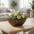 Jardinière à rainures ovale bateau anthracite or 36cm | Floristik24.be