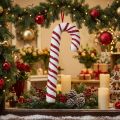 Canne à sucre décorative décoration de fenêtre de Noël rayures blanches rouges H51,5 cm | Floristik24.be