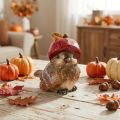 Figurine décorative d'oiseau avec chapeau en forme de pomme rouge, décoration d'automne, 13 cm | Floristik24.be