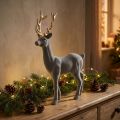 Figurine déco cerf décoratif renne floqué gris H37cm | Floristik24.be