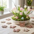 Parsemer décoration bois fleurs/papillons blanc/rose Ø4cm 36p | Floristik24.be