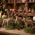 Déco cerf mini marron floqué 11cm 6 pcs | Floristik24.be