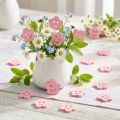 Fleur en bois avec visage rose 2,5 cm 48 pcs | Floristik24.be