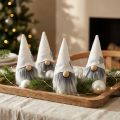 Lutins de Noël avec barbe blanc, gris 12cm 4 pcs | Floristik24.be