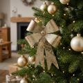 Noeud en métal doré à suspendre 23x16cm pour décoration de Noël | Floristik24.be