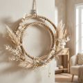Double anneau décoratif, style bohème, décoration murale et de fenêtre, anneau en jute et métal, couleur argent naturel, Ø 41 cm | Floristik24.be