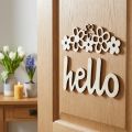 Décoration en bois fleurs "Hello" signe déco nature avec aimant 18/19.5cm 6pcs | Floristik24.be