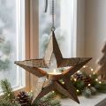 Photophore métal décoration poinsettia beige 22,5cm | Floristik24.be