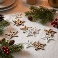 Étoiles en bois décoration à disperser décorative Noël blanc/naturel 3,5 cm 48 pcs | Floristik24.be