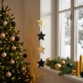 Guirlande de Décoration de Noël avec Étoiles en Métal Noir et Or - 78 cm | Floristik24.be