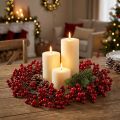 Couronne de Baies Plantes Artificielles Rouges Noël Rouge Ø35cm | Floristik24.be
