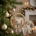 Décoration suspendue en bois et métal avec cerf et sapins - 19,5 cm | Floristik24.be