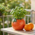 Vase décoratif méditerranéen pot de fleur orange en céramique Ø9cm | Floristik24.be