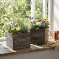 Jardinières à tiroirs – gris-brun, différentes tailles – rangement polyvalent et décoratif – lot de 2 | Floristik24.be