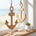 Ancre Déco maritime à suspendre Bois Jute 15x25cm 2pcs | Floristik24.be
