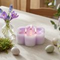 Bougie à trois mèches en forme de bougie fleurie violet blanc Ø11,5cm H4cm | Floristik24.be