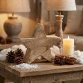 Étoile décorative rustique en bois de paulownia - aspect bois naturel, 25x8 cm - décoration d'intérieur polyvalente | Floristik24.be