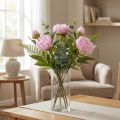 Pivoine fleurs artificielles rose avec longue tige 70cm 3pcs | Floristik24.be
