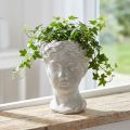 Cache-pot tête de femme jardinière décorative blanc lavé 15×16×21cm | Floristik24.be