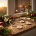 Guirlande lumineuse LED à l'intérieur des disques en bois de lumières de Noël L120cm | Floristik24.be