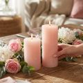 Bougies piliers rose clair 85×120 mm, lot de 2 – Bougies en cire élégantes pour une décoration romantique | Floristik24.be