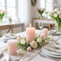 Bougies piliers roses, rose clair, couleur unie, 70 x 100 mm, lot de 4, bougies de Pâques, décoration de mariage | Floristik24.be