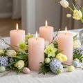 Bougies piliers, rose clair uni, 60×100 mm, lot de 4, bougies décoratives pour Pâques et les mariages | Floristik24.be