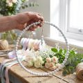 Couronne décorative de perles blanches Ø28cm, lot de 4 pièces - Décoration suspendue polyvalente pour le printemps, les mariages et les décorations vintage | Floristik24.be