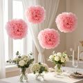 Pom-pom de papier Rose clair Ø30cm 5pcs | Floristik24.be