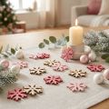 Flocons de neige à disperser rose, rose, naturel Ø4cm 72 pcs | Floristik24.be