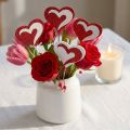 Cœur sur bâtonnet, rouge et blanc, cœur décoratif, décoration de Saint-Valentin, 16 pièces | Floristik24.be