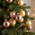 Boules de Noël or et rose en verre véritable Ø60mm 24 pcs | Floristik24.be