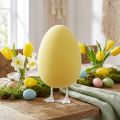 Oeuf décoratif avec pattes jaune décoration de table Oeuf figure décorative de Pâques H25cm | Floristik24.be